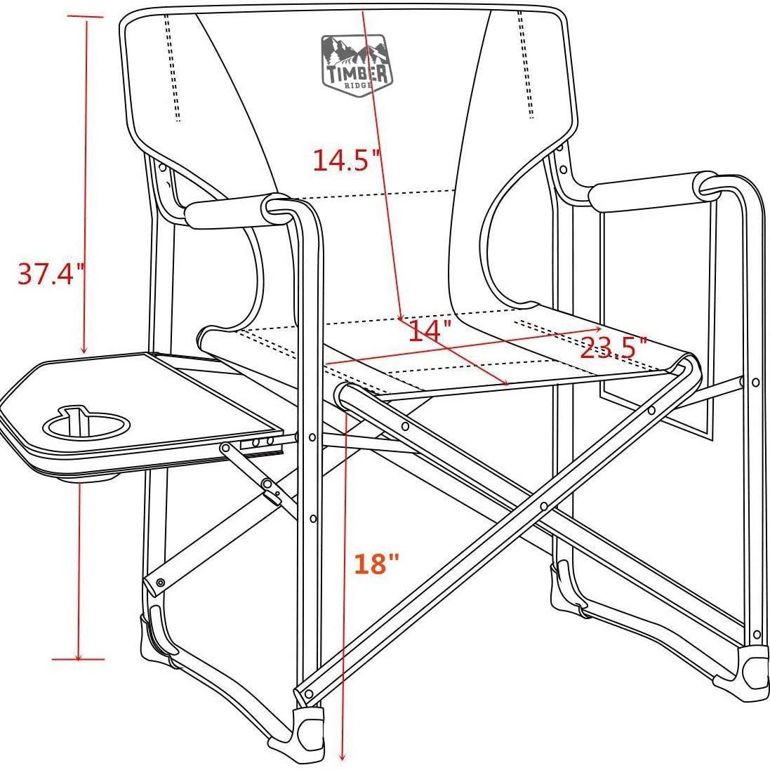 Timber Ridge Portable Folding Camping Directors Chair with Side Table (2 Pack) by VM Express