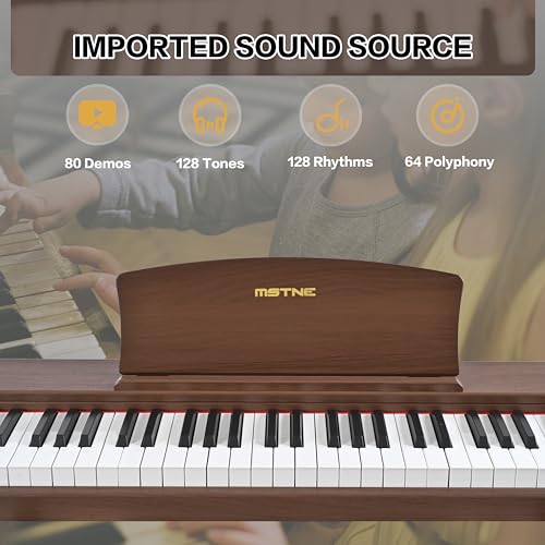 Digital Piano 88 Key Weighted with Piano Bench, 88 Key Full Size Semi Weighted Keyboard Piano, Electronic Piano for Beginner,with Adjustable Stand