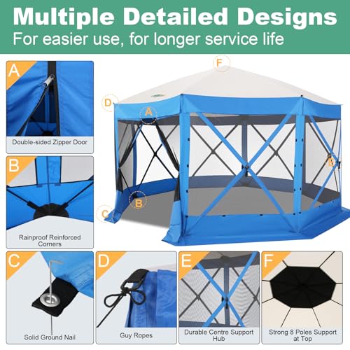 COBIZI 12x12ft Pop up Gazebo Screen Tent Screen House for Camping, Camping Outdoor Screened Gazebo, Canopy Tent