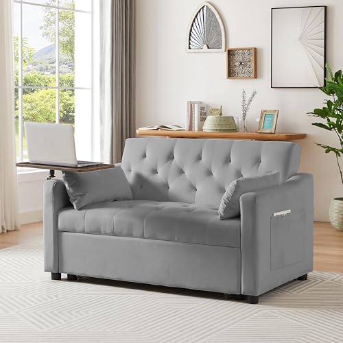 68.11" Corduroy Sleeper Chair Bed with USB Port, Cup Holders & Side Storage Pockets – 3-in-1 Foldable Sofa Bed for Guest Room, Living Room – White