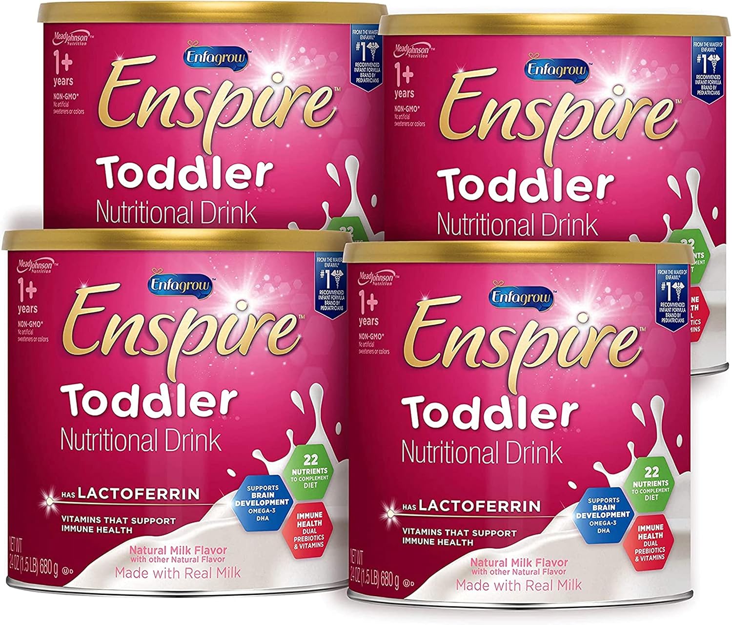 Enfagrow Premium Toddler Nutritional Drink 32 oz. Powder Can (Pack of 6) Dual Prebiotics for Immune Support, DHA for Brain Development