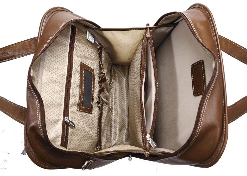 Siamod Vertical Detachable-Wheeled Laptop Briefcase in Cognac