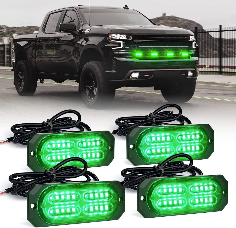 Xprite Red 20 LED Surface Flush Mount Grille Emergency Strobe Lights Kit Ultra Slim Deck Dash Grill Side Marker Warning Hazard Flashing Police Light