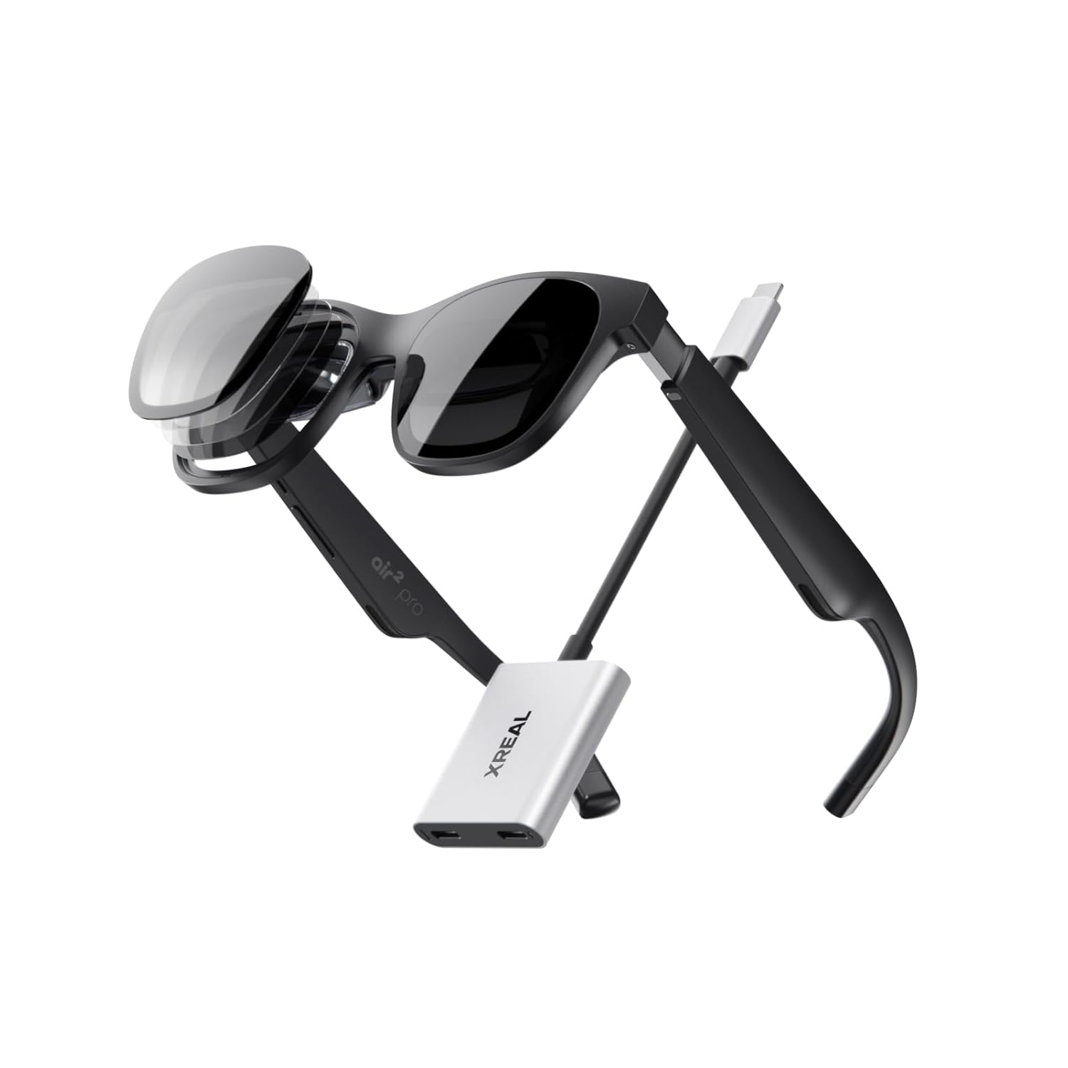 XREAL Air 2 Pro AR Glasses with Hub, The Ultimate Wearable Display with 3-level Electrochromic Dimming