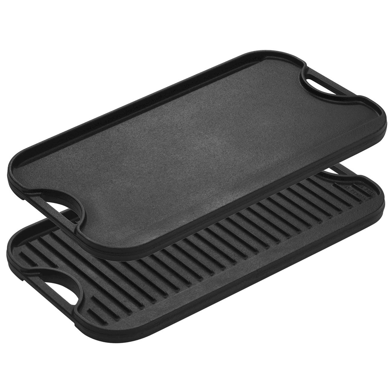 Lodge Logic Cast-Iron Reversible Grill u0026 Griddle, Black