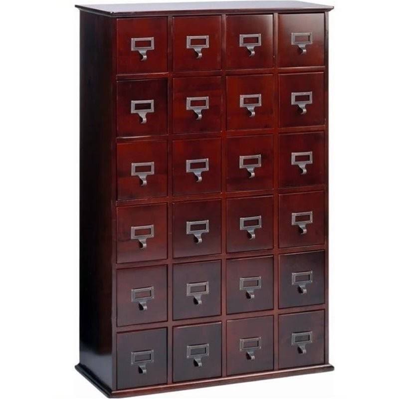 Bowery Hill 40x22 24 Drawer CD Media Storage Cabinet in Cherry