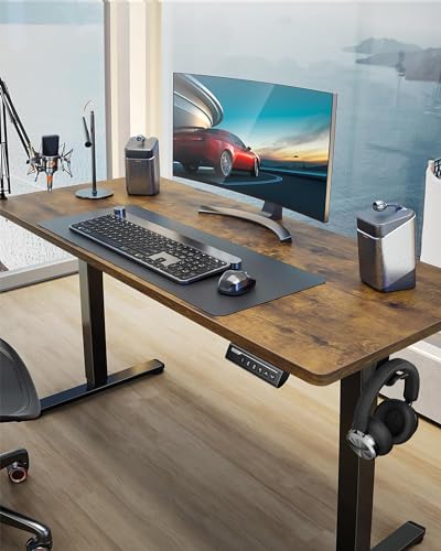 ErGear Height Adjustable Electric Standing Desk, 48 x 24 Inches Sit Stand up Desk, Memory Computer Home Office Desk with Two-Piece Desktop (Walnut)