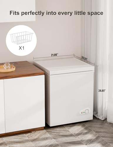 7.0 Cu Ft Chest Freezer - Energy Efficient & Quiet Mini Freezer with Adjustable Thermostat - Compact Deep Freezer for Home, Apartment, and Garage