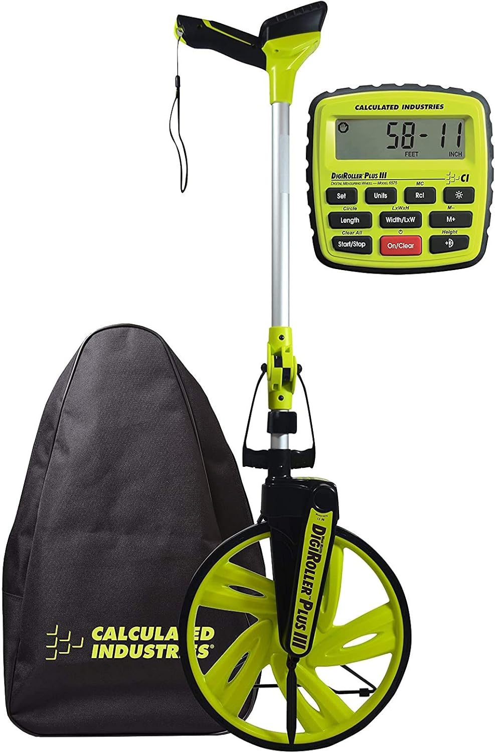Calculated Industries #6575 DigiRoller Plus III 12.5 Inch Estimators Electronic Distance Measuring Wheel with Large Backlit Digital Display