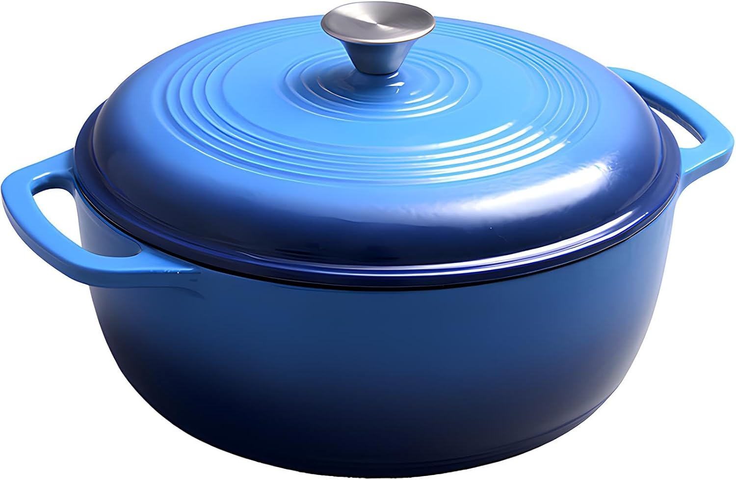 7.5 Quart Enamel Cast-Iron Round Dutch Oven, Family Style Heavy-Duty Pre-Seasoned Cookware for Home, Kitchen, Dining Room, Oven W/Lid, Dual Handles