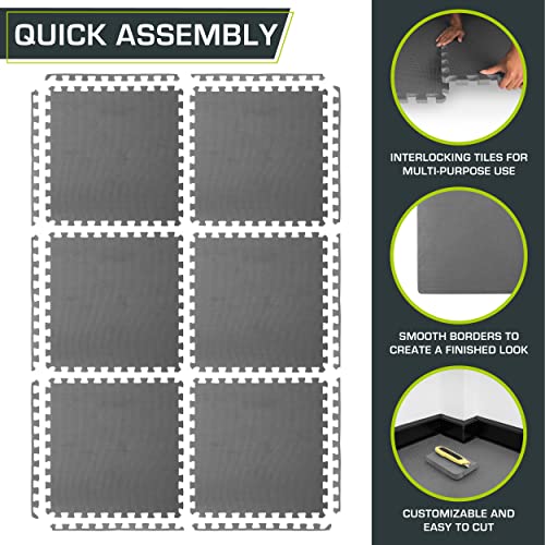 ProsourceFit Extra Thick Puzzle Exercise Mat , EVA Foam Interlocking Tiles for Protective, Cushioned Workout Flooring for Home and Gym Equipment