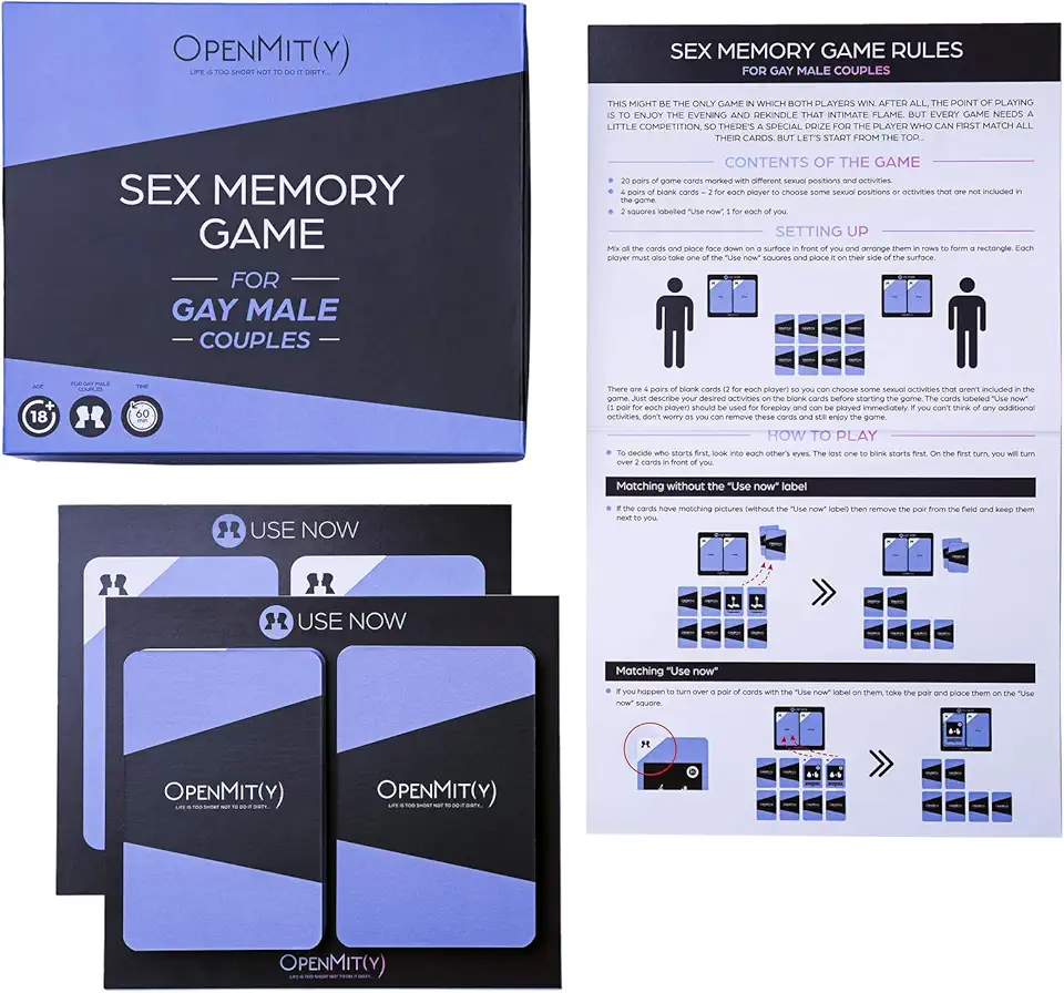 Gay Sex Positions Game - Kinky Sex Board Game for Gay Couples – Cards can Also be Used as Sex Coupons, his and his Gay Couple Gifts
