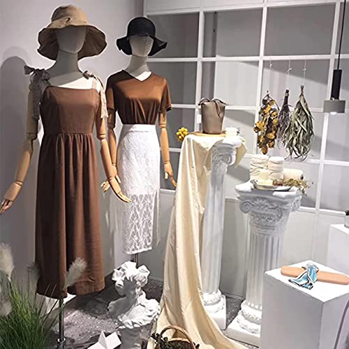 Female Mannequin Dress Form Torso, Display Mannequin Body with Detachable Head, Wooden Hands and Golden Adjustable Height Stand