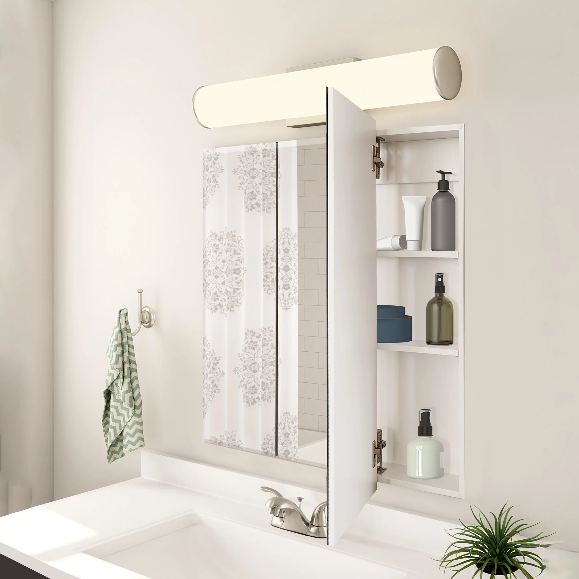 Cyprus Medicine Cabinet 24.5-Inch – Durable Pre-Assembled – Bathroom Wall Cabinet with Frameless Mirrored Doors – 4.4" X 24.5" X 25" – Design House