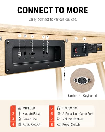 Donner DDP-80 PLUS Digital Piano 88 Key Weighted Keyboard, Home Electric Piano, Supports USB-MIDI & Headphones Connection, Semi-open Cover Designed