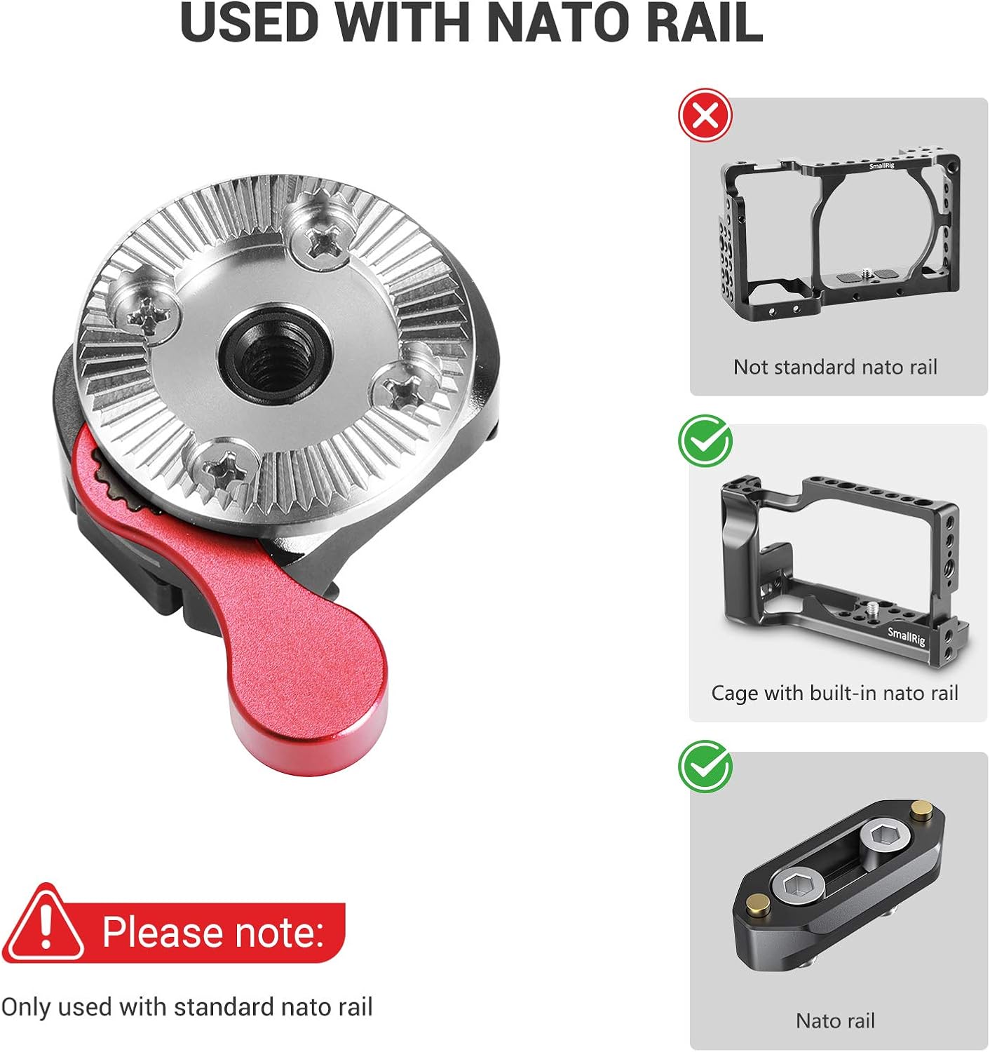 SMALLRIG Quick Release Rosette Mount Adapter to NATO Clamp for Rosette Handle Grip for Arri Standard, DIY Camera Rig - 2046