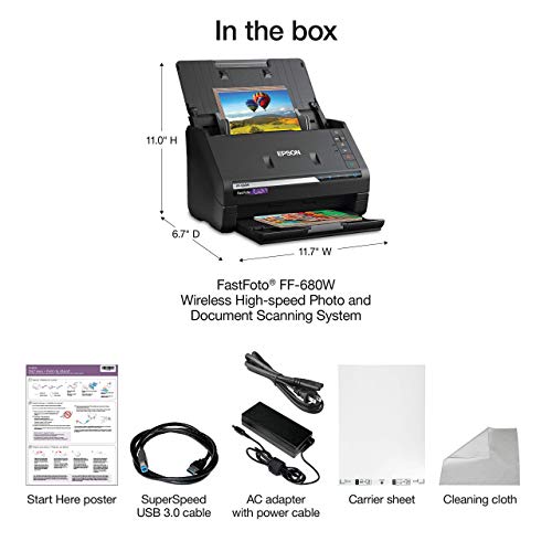 Epson FastFoto FF-680W Wireless High-Speed Photo and Document Scanning System, Black