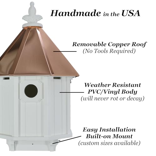 Bluebird Songbird Duplex Bird House with Copper Roof, Made in The USA (H8C) (4" x 4" Mount)