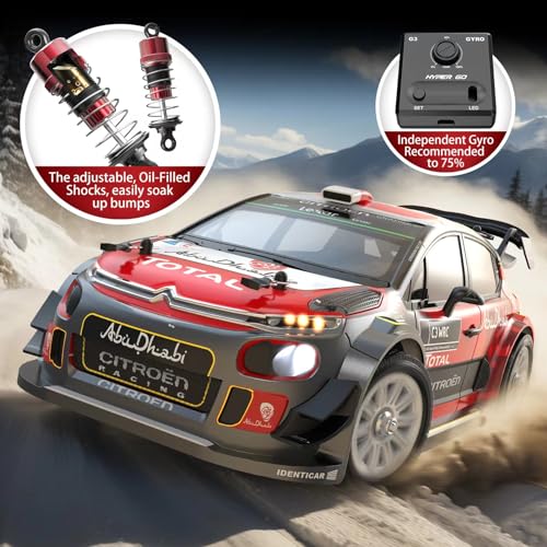 Hyper GO 14303 1/14 Citroen C3 Fast RC Cars for Adults, Max 40mph Brushless RC Drift Car with Gyro, 4WD RTR High Speed RC Rally Car