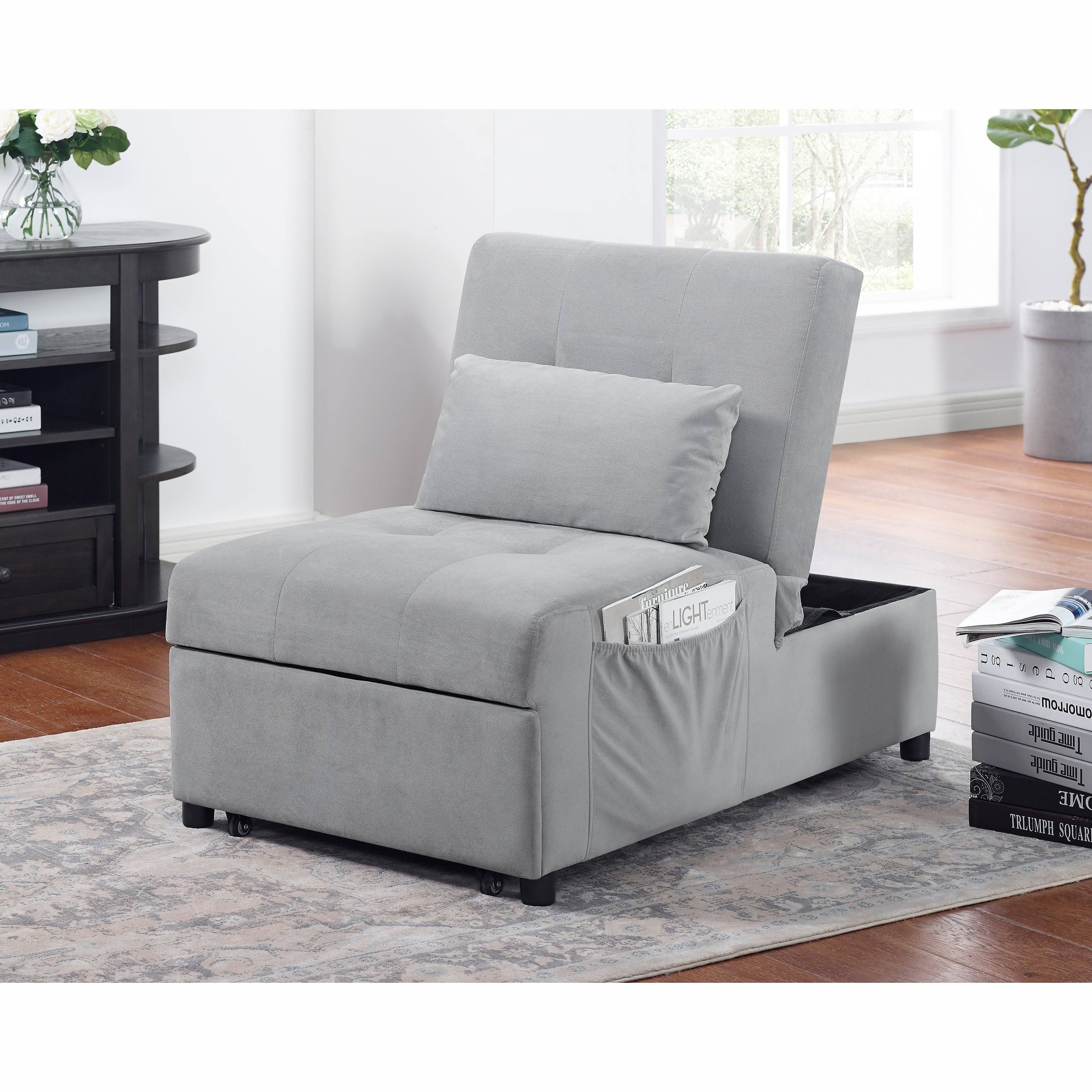 Furniture of America Alice Contemporary Upholstered Futon Chair - Grey