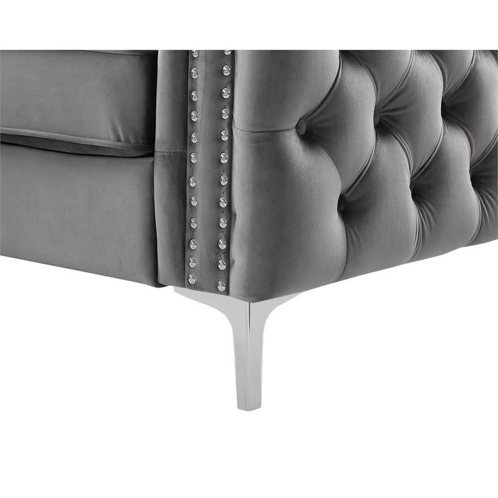 Home Square 2 Piece Velvet Fabric Loveseat and Chair Set in Gray