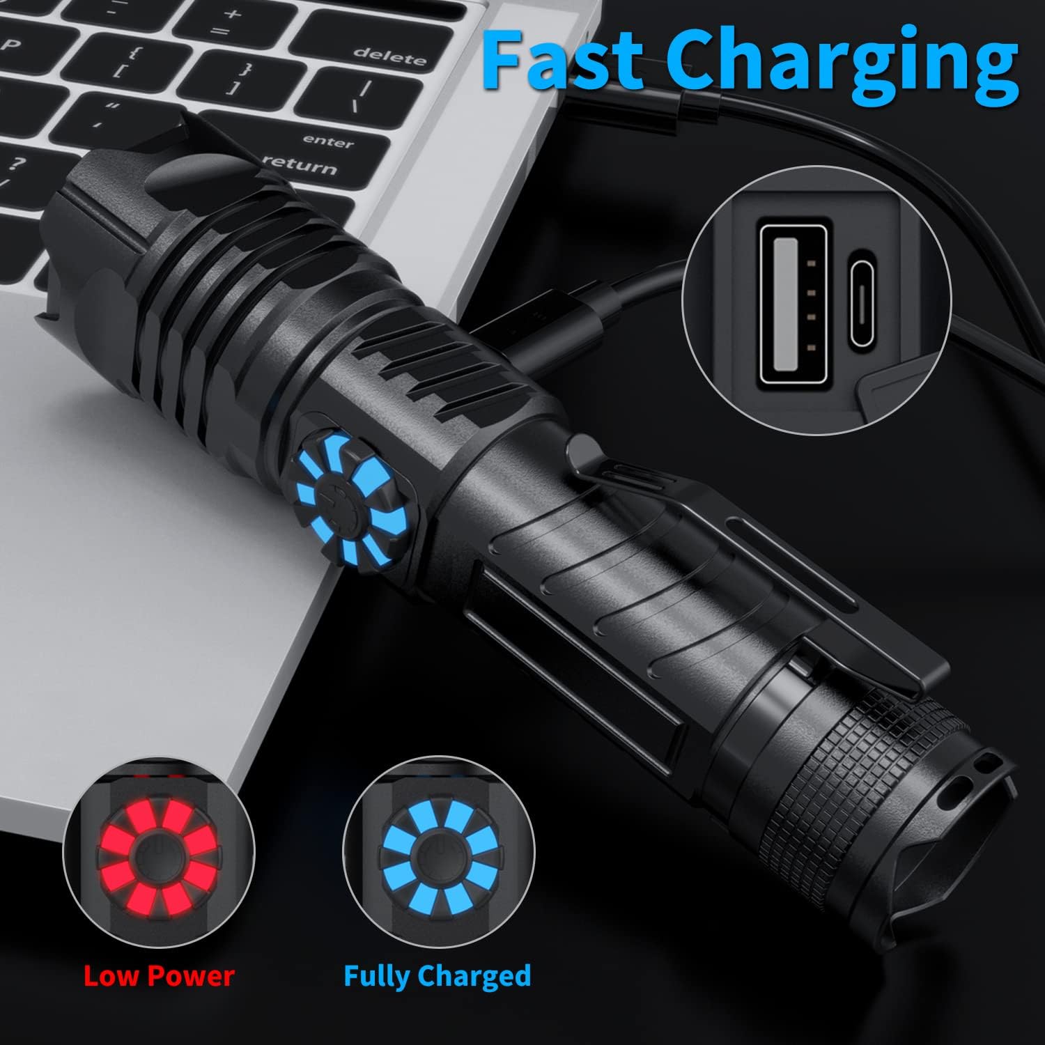 LED Rechargeable Flashlights - High Power 100000 High Lumens Tactical Flashlight for Emergencies,Stepless Dimming