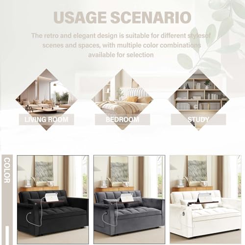 WIIS' IDEA Convertible Sofa Bed,3 in 1 Velvet Sleeper Sofa Pull-Out Bed