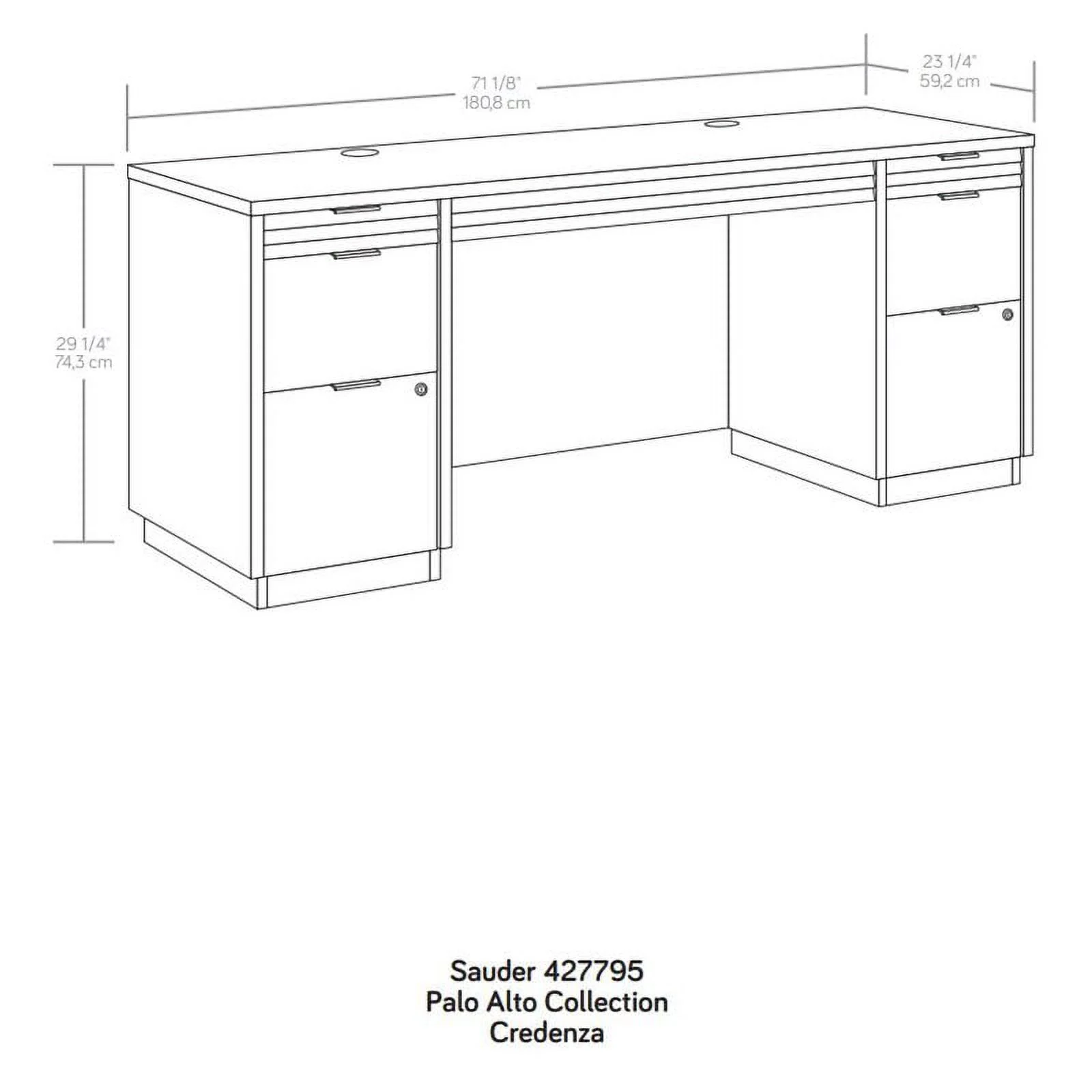 Pemberly Row 72" Wooden Knee Space Computer Credenza Desk in Spiced Mahogany