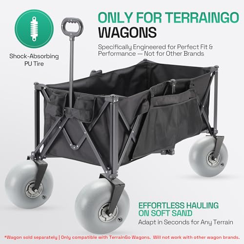TerrainGO Beach Wagon Wheels for Sand | Quick-Change Interchangeable Patent Pending | Air-Filled Beach Cart Tires (12" Wheels for Large Wagon Only)
