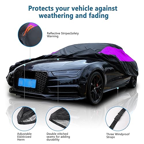 MORNYRAY Waterproof Car Cover All Weather Snowproof UV Protection Windproof Outdoor Full car Cover