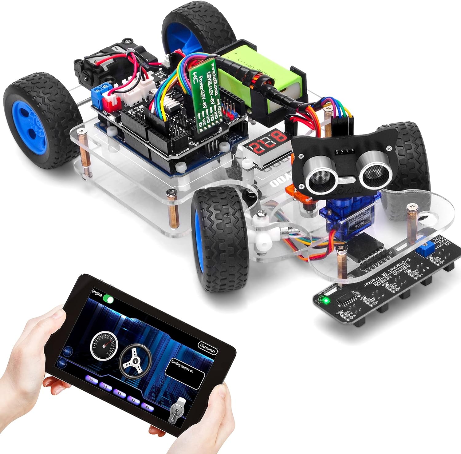 OSOYOO Robot Rc Smart Car DIY Kit to Build for Adults Teens with Servo Power Steering Motor, WiFi, Bluetooth