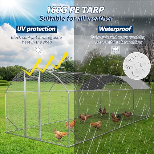 COVERONICS Metal Chicken Coop Run - Outdoor Large Chicken Coop with Waterproof Cover and Security Lock