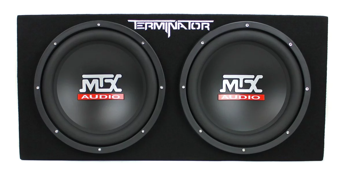 MTX TNE212D 12" 1200W Dual Loaded Car Subwoofers + Box + Planet 1500W Amp + Kit