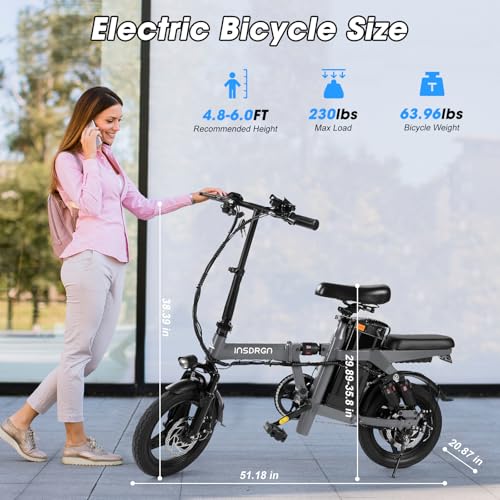 Electric Bike for Adults,14" Folding Adult E Bike with 500W Motor,20 mph,28 Miles Range,Advanced 9-Point Suspension & Pro-Level 44.99% Brake Ratio