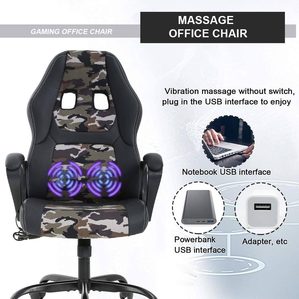 Camo Racing Gaming Chair Home w/ Lumbar Support Headrest Armrest