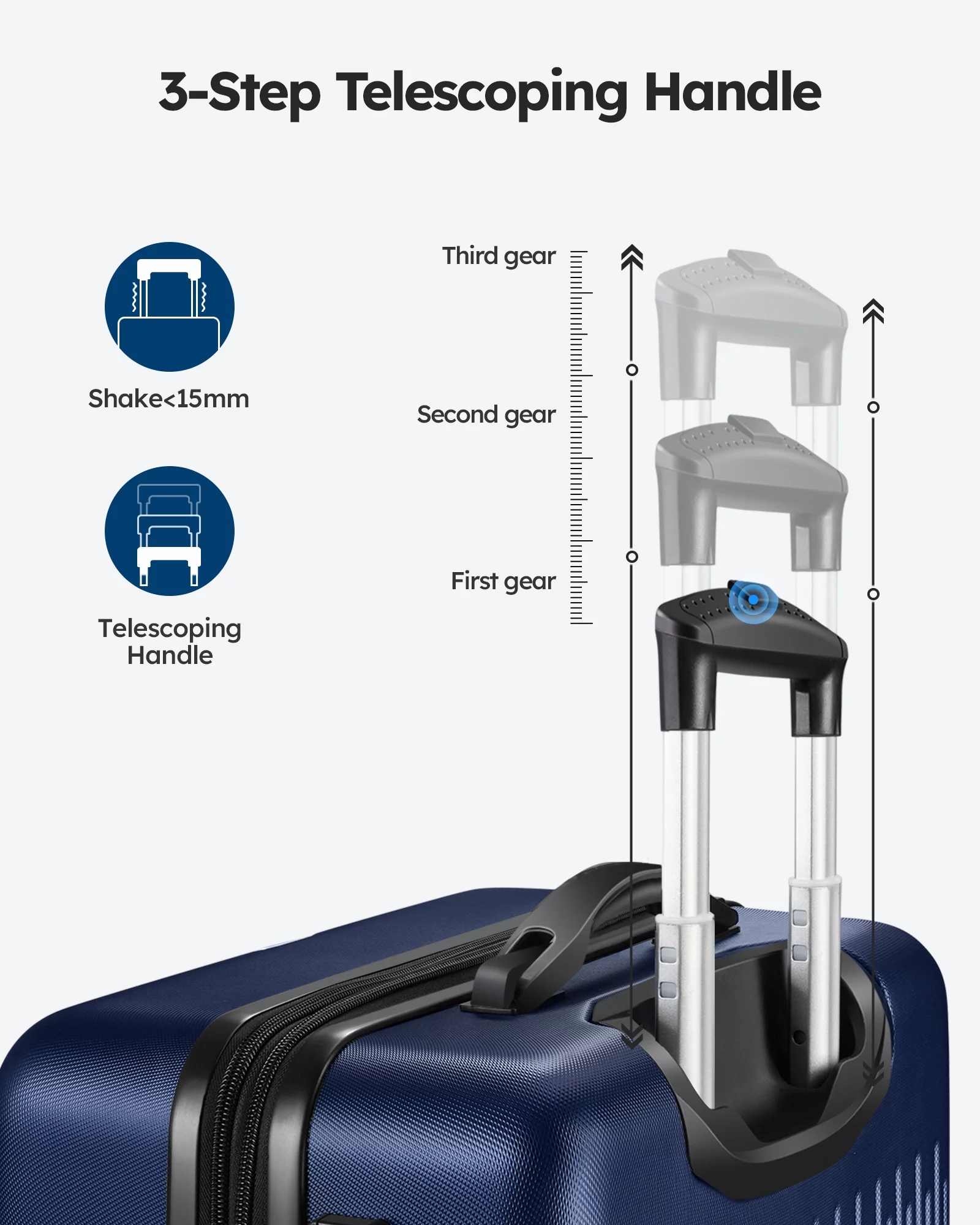 Hard Expandable Luggage Sets with Double Spinner Wheels, TSA Lock, 3-Piece Suitcase Sets, Dark Blue