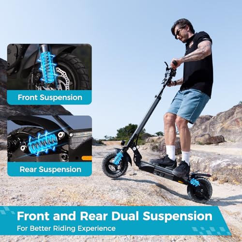 Electric Scooter, 1000W/800W/750W Powerful Motor, 28/25 MPH & 28/25 Miles, 10"/9.3" Pneumatic Tires, Dual Brakes & Dual Shock Absorbers