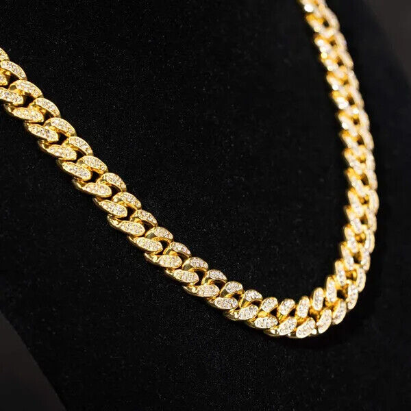 Pet Dog Cat Gold Plated Simulated Diamond 16" ~ 24" Iced Cuban Chain Necklace