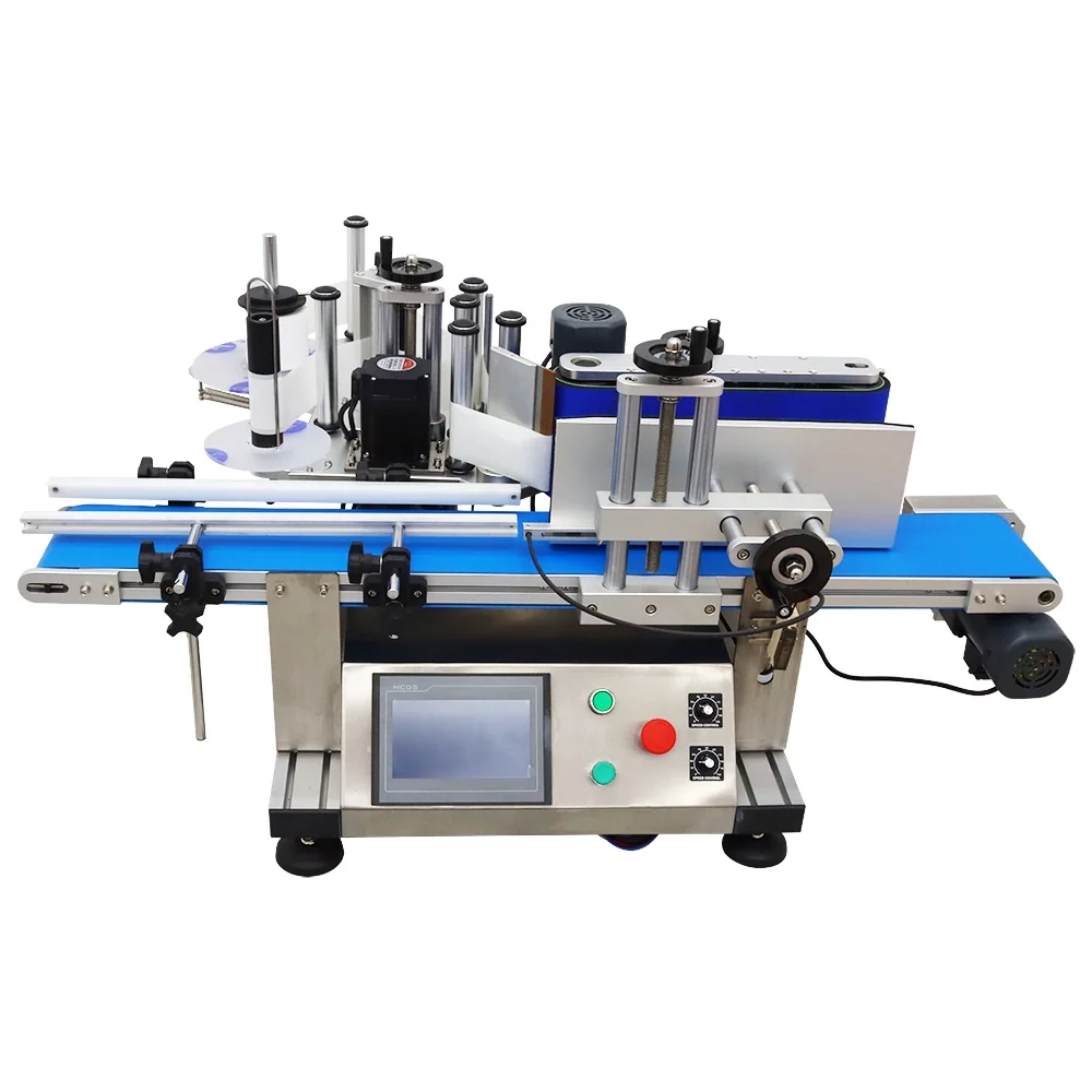 INTSUPERMAI Automatic Round Bottle Labeling Machine High Speed Label Applicator Machine Desktop Conveyor Table Bottle Diameter 1.18-4.33" LT-150