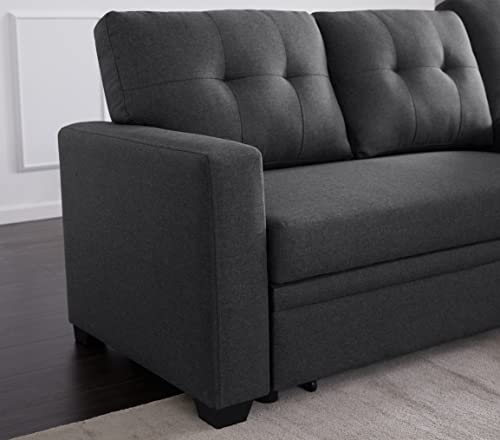 Devion Furniture Regis 4-in-1 Convertible L Shaped Couch with Pull Out Bed and Storage, Sectional Sleeper Sofa with Reversible Chaise for Living Room