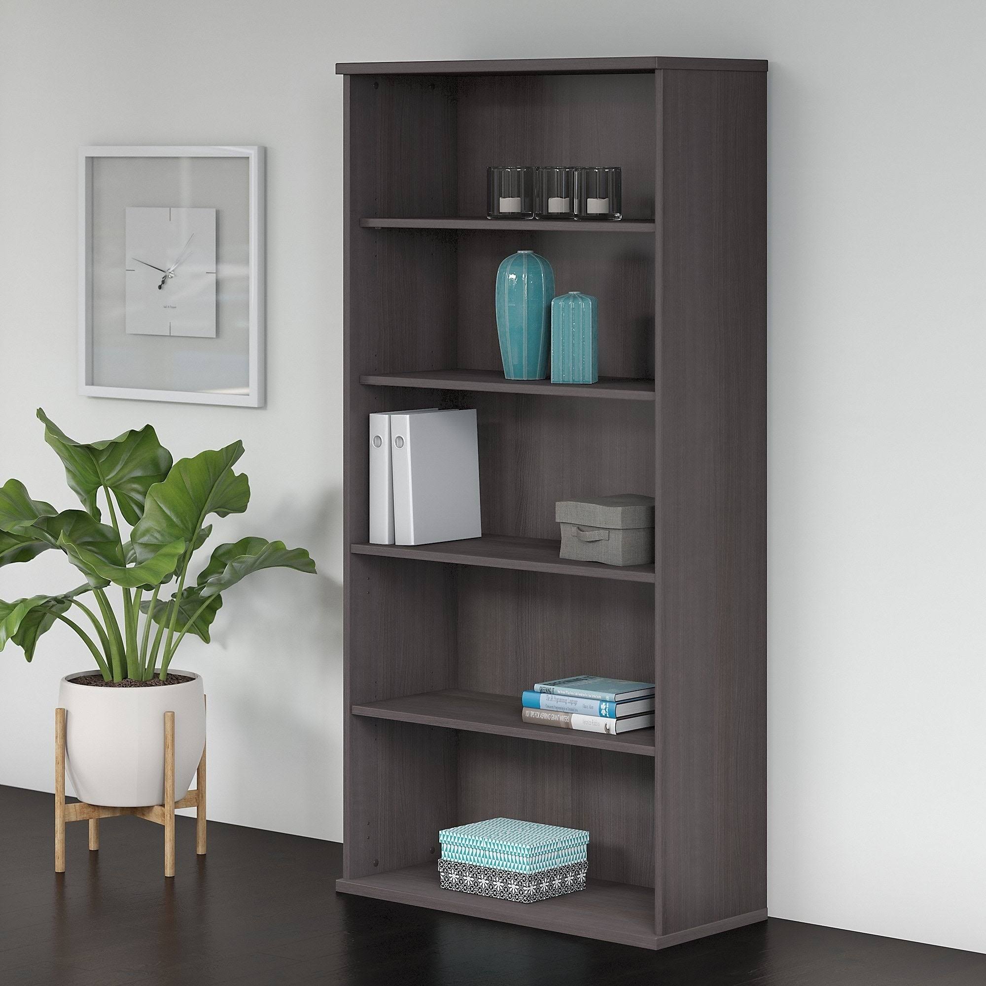BBF - Bookcase - 5 shelves - wood composite - storm gray