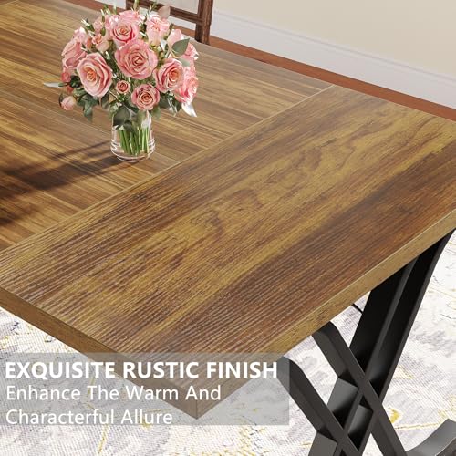 Tribesigns Dining Table for 4-6 People, 63 Inch Industrial Large Kitchen Table with Heavy Duty Metal Frame