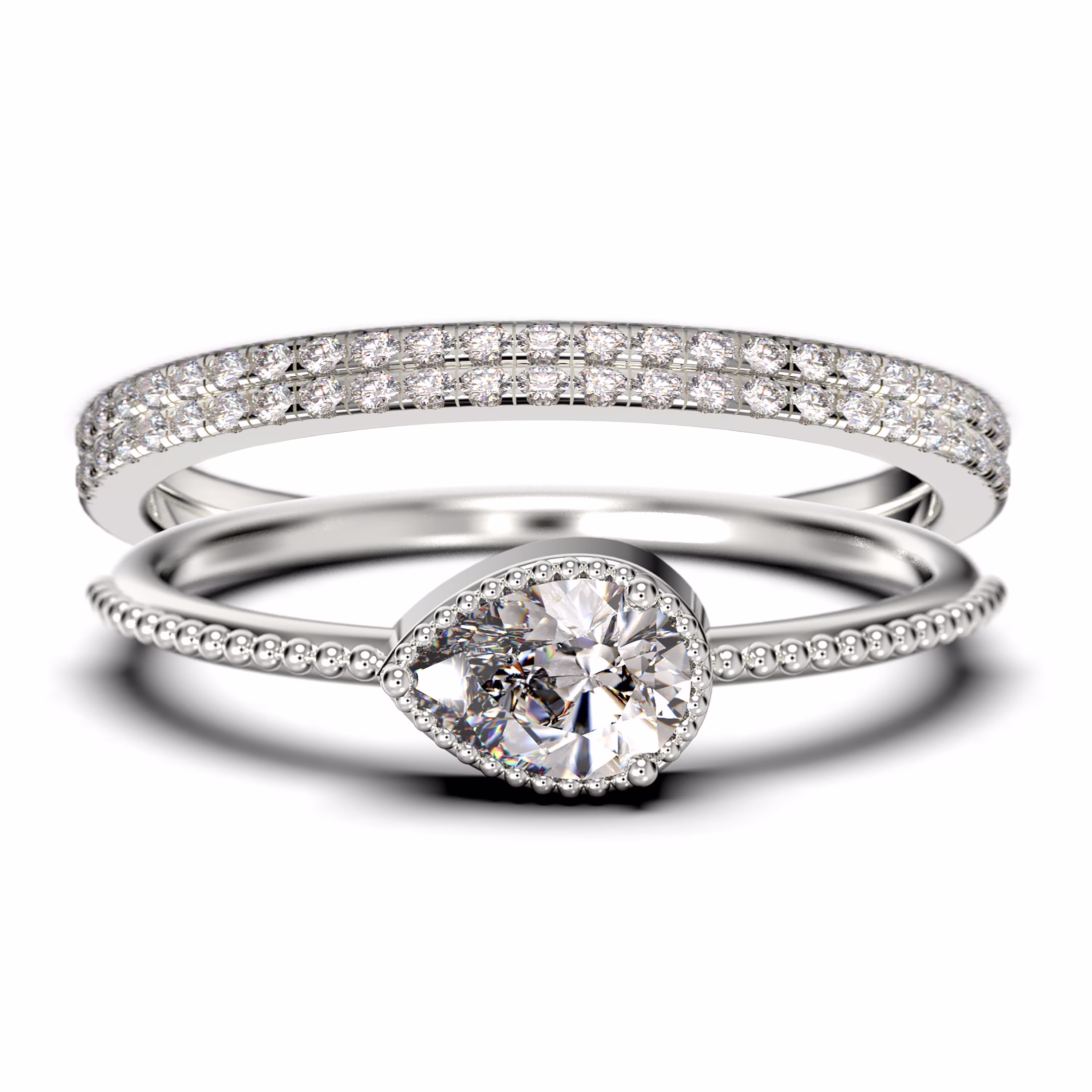 2.10 Carat Pear Cut Diamond Moissanite Classic Engagement Ring, Modern Wedding Ring in 925 Sterling Silver With 18k White Gold Plating, Promise Ring