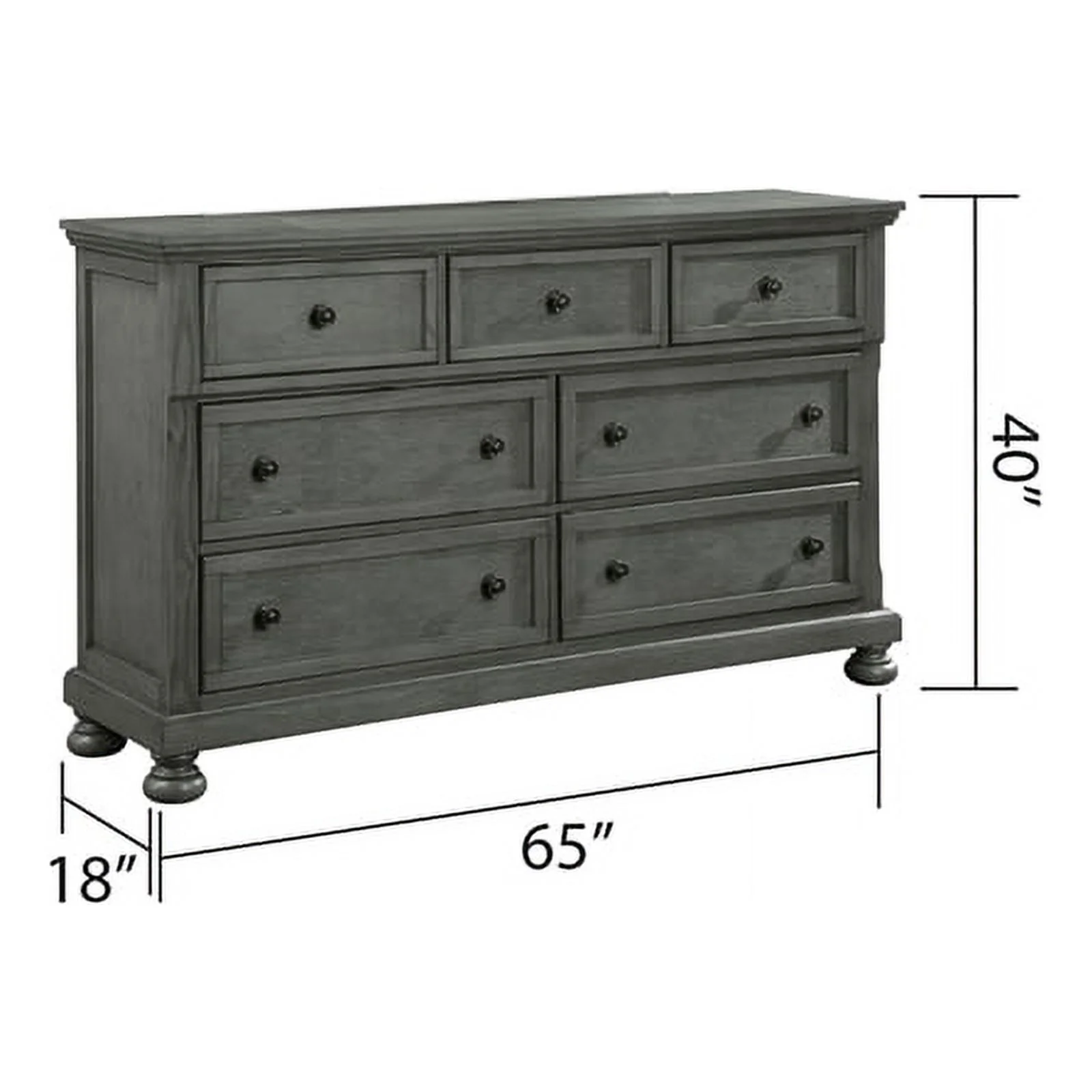 Pemberly Row Modern 5PC King Bedroom Set Made with Wood & Rustic Gray Finish