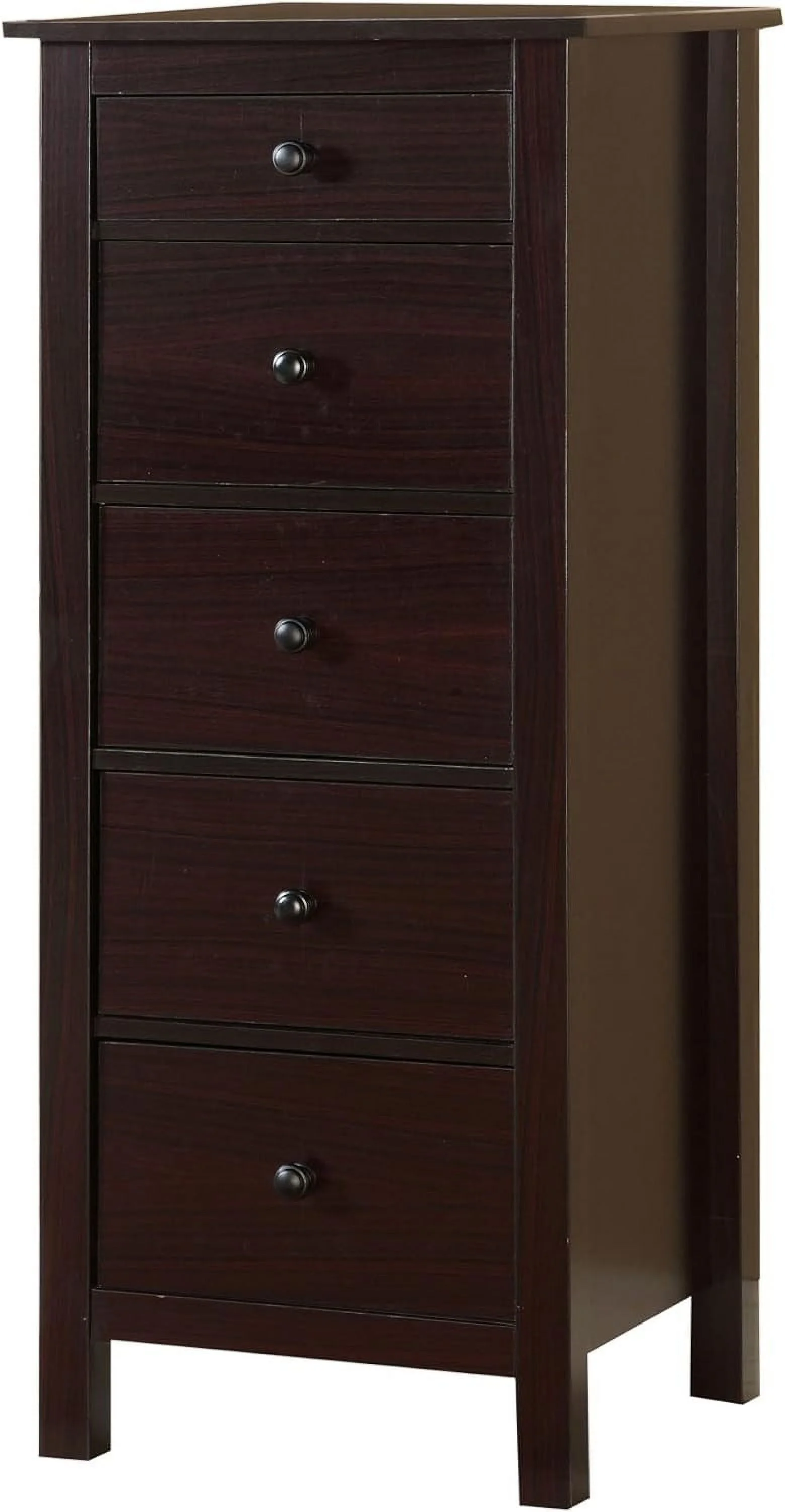 Kari Contemporary 5-Drawer 19 In. Wide Storage Chest. Tall Dresser For Bedroom. Hallway. Nursery. Closets. Espresso Brown