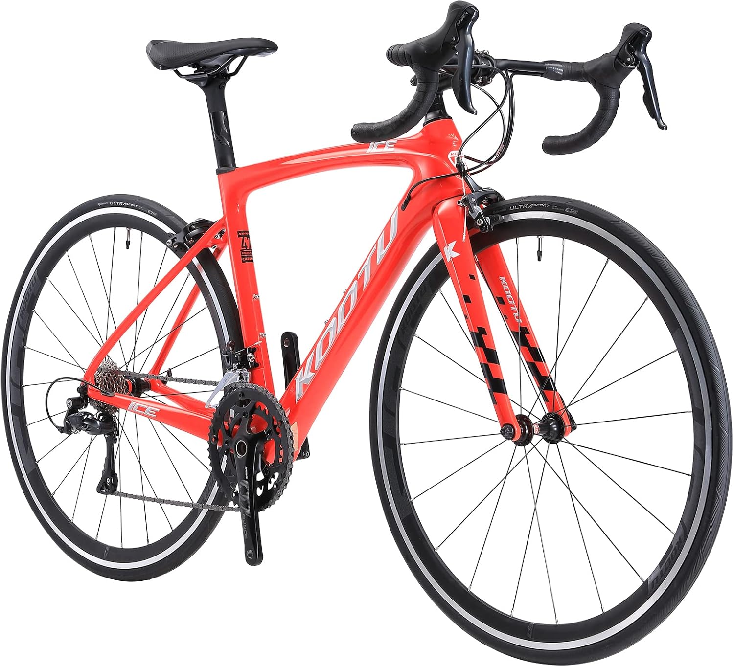 KOOTU Carbon Road Bike, Carbon Fiber Frame Road Bicycles 700C Wheels Racing Bike with SORA R3000 18 Speeds Drivetrain System