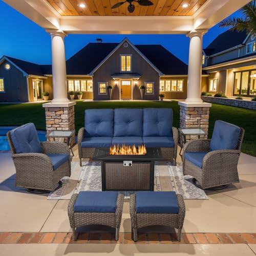 Patio Wicker Chairs Swivel Rocker - Outdoor Swivel Rocking Chairs Set of 2 with Rattan Side Table