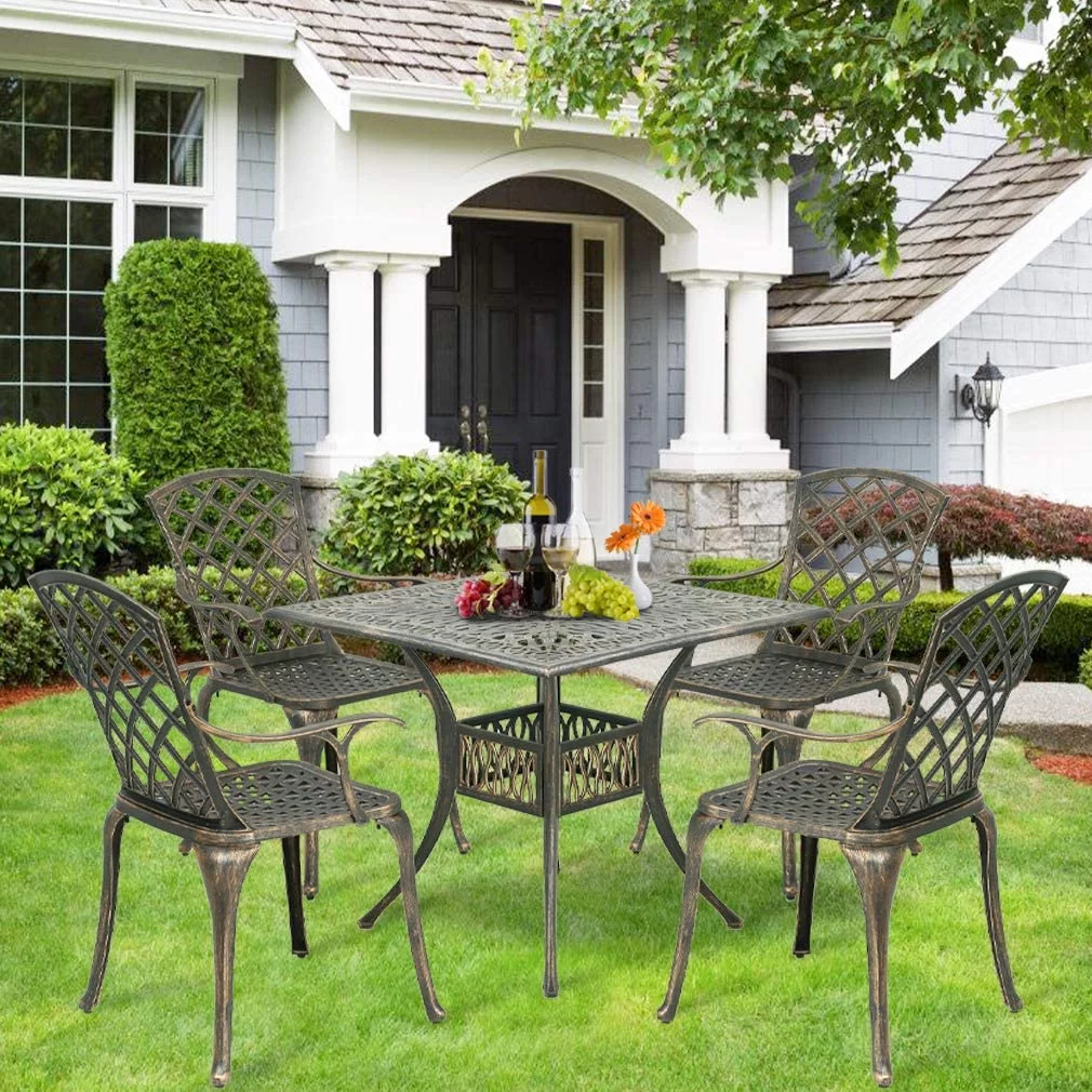FDW Outdoor Dining Table Set Patio Dining Set Dining Chairs Set of 4 Wrought Iron Patio Furniture Outdoor Dining Set Patio Furniture Patio Chairs