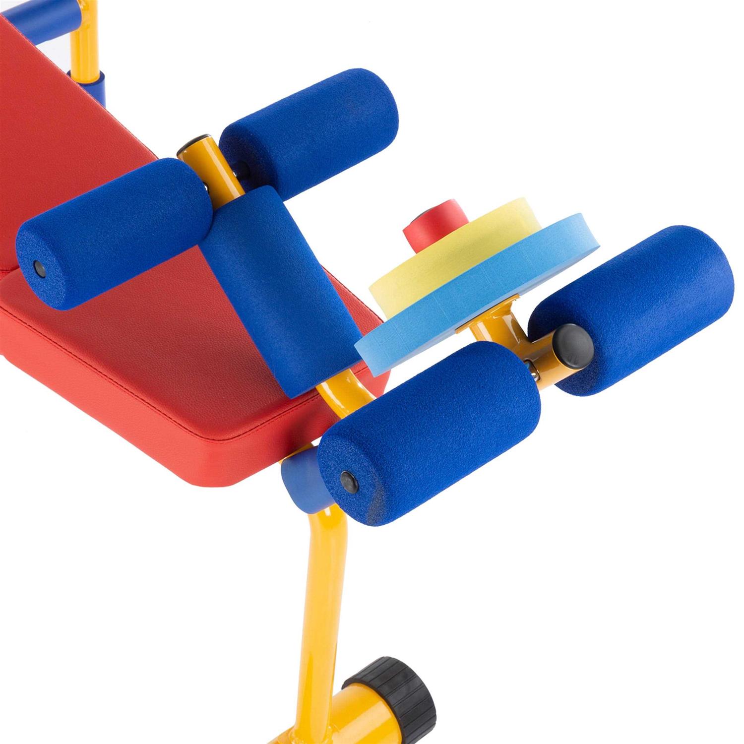 Hey! Play! Kids Weight Bench Set Toddler Gym for Beginner Exercises and Weightlifting with Leg Press and Barbell - Sports Supplies Online Store