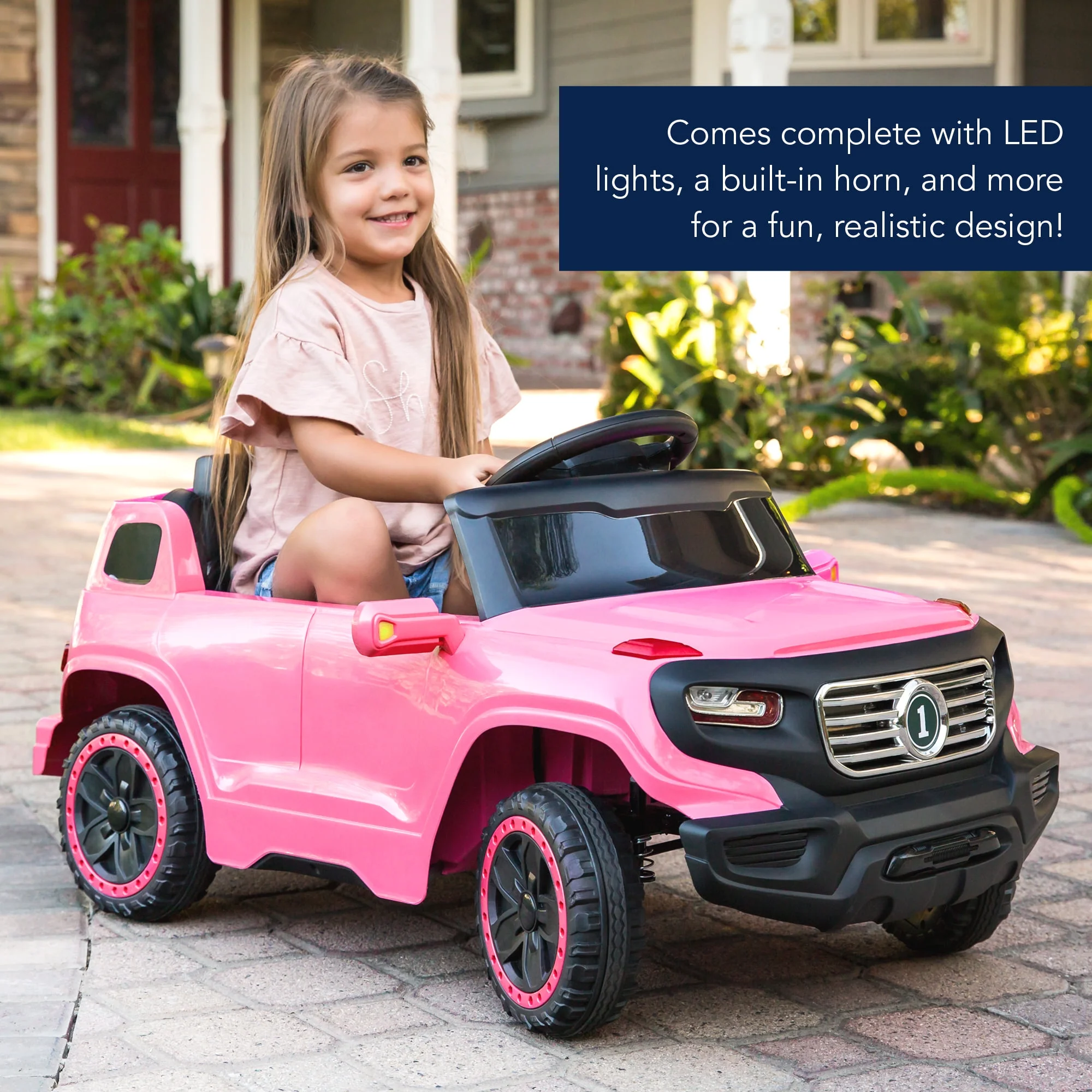 Best Choice Products 6V Kids Ride On Car Truck w/ Parent Control, 3 Speeds, LED Headlights, MP3 Player, Horn - Pink